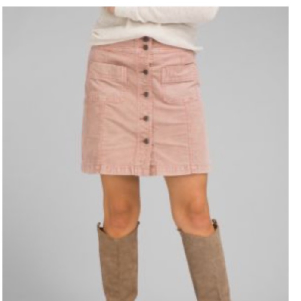 Prana Women's Button-Front Corduroy Skirt in Blush